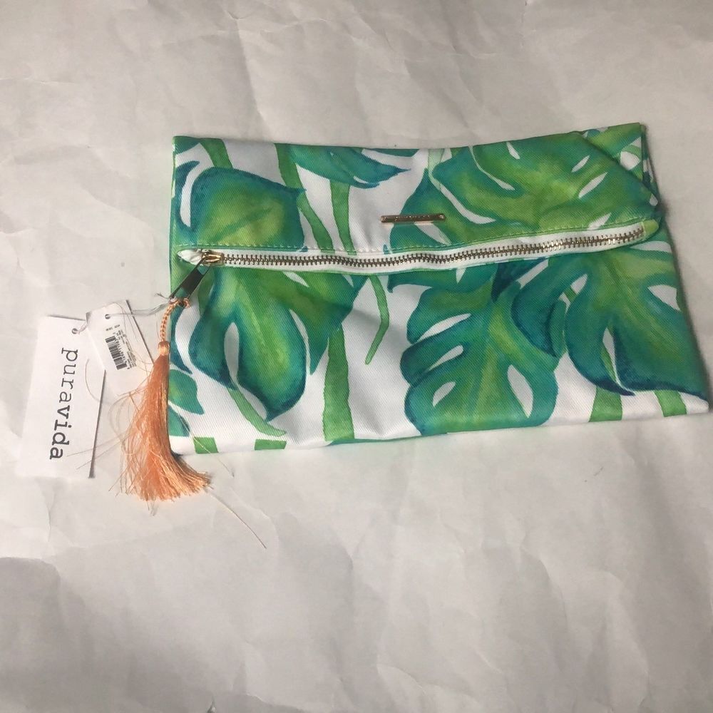Pura Vida Monstera Leaf Print Toiletry Cosmetic Bag